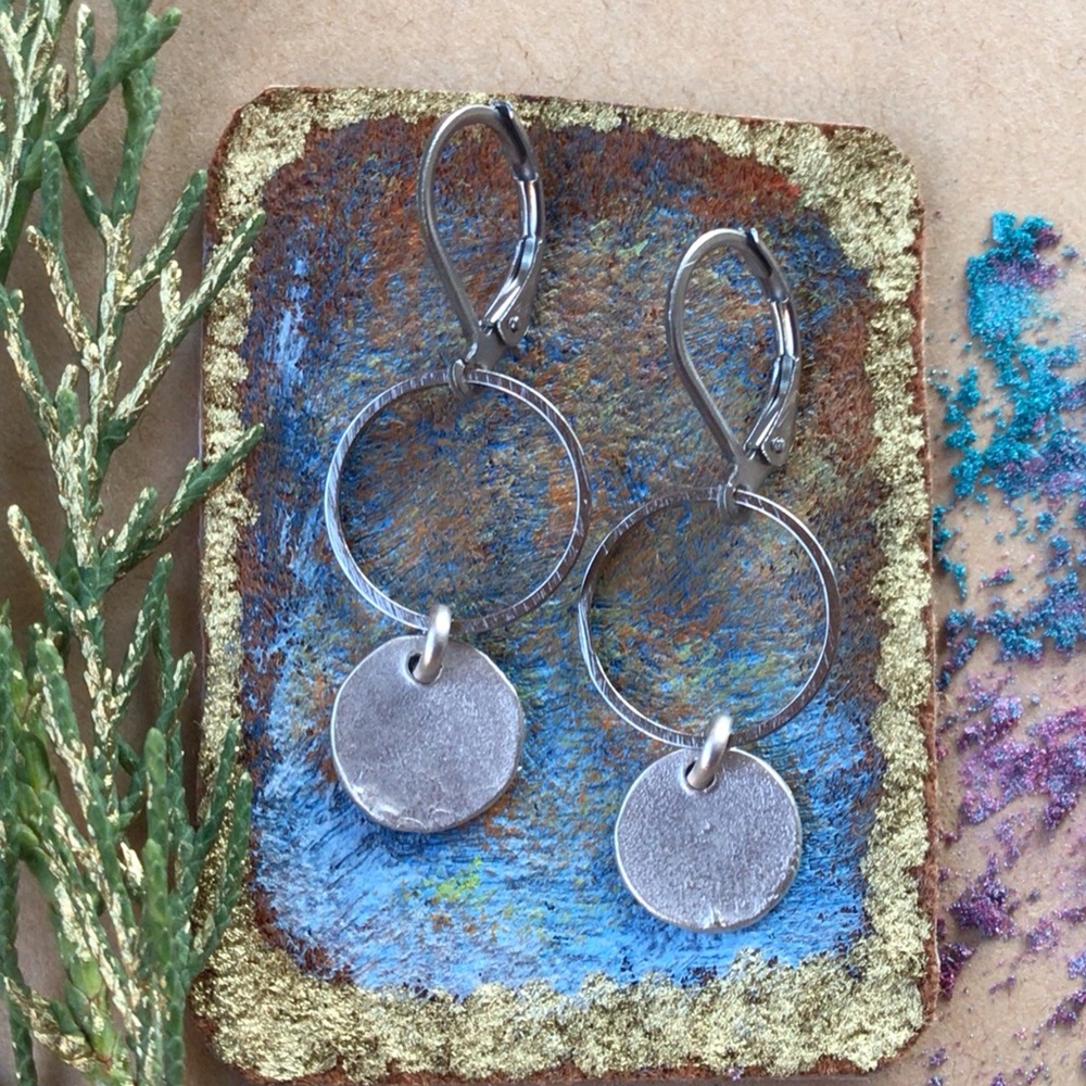 Handcrafted Sundance Charm silver circle Earrings